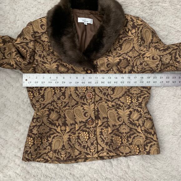 Vintage Designs by Seymour Wool Blend Faux Fur Paisley Tapestry Brown USA Jacket - Picture 5 of 8